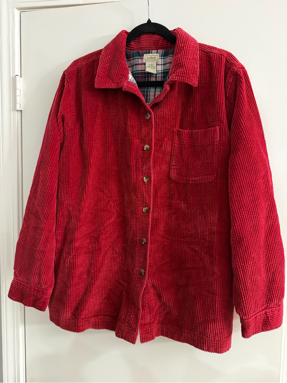 L.L. Bean Red Corduroy Button-Front Jacket